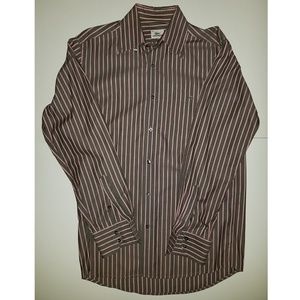 LACOSTE Men's Grey/Pink Striped Button Down